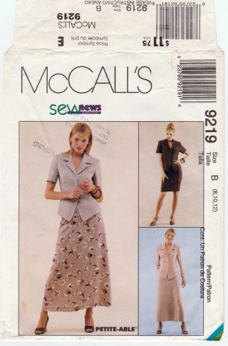 Women's Jacket and Skirts Sewing Pattern Misses' Size 8-10-12 UNCUT McCall's 9219