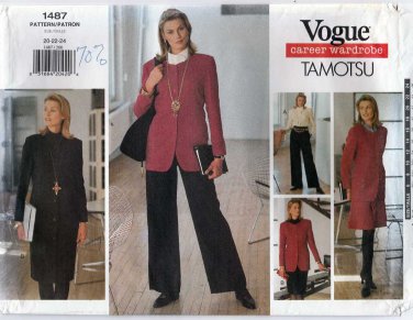 Women's Jacket, Dress, Top, Skirt, Pants, Sewing Pattern by Tamotsu, Size 20-22-24 UNCUT Vogue 1487