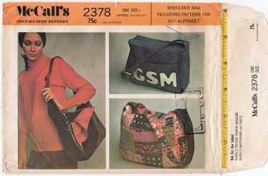 Vintage 1970's Shoulder Bag, Purse Sewing Pattern UNCUT McCall's 2378