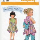 Girl's Dress, Top, Capri Pants, Backpack Daisy Kingdom Pattern Size 3-8 UNCUT Simplicity 2716