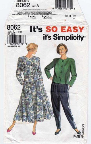 Women's Sewing Pattern, Pants, Skirt and Top, Misses Size 8-10-12-14-16-18-20 Uncut Simplicity 8062