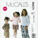 Girl's Tops, Skirt, Shorts, Pants Sewing Pattern Children's Size 3-4-5-6 UNCUT McCall's M6274 6274
