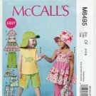 Girl's Tops, Shorts, Pants, Hats Sewing Pattern Children's Size 4-5-6 UNCUT McCall's M6495 6495