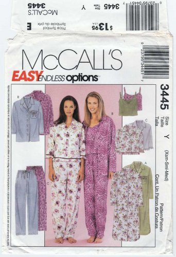 Women's Nightshirt, Tops, Camisole and Pull-On Pants Sewing Pattern Size 4 - 14 UNCUT McCall's 3445