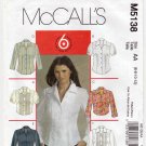 Button Front Shirts Sewing Pattern Misses' / Miss Petite Size 6-8-10-12 Uncut McCall's M5138 5138