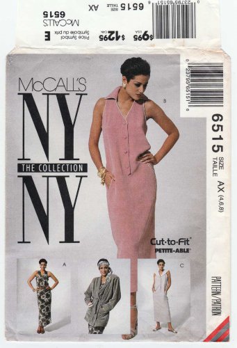Women's NYNY Dress and Unlined Jacket Sewing Pattern Misses' Size 4-6-8 UNCUT McCall's 6515
