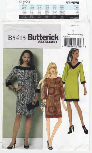 Women's Dress Sewing Pattern Misses' / Petite Size 4-6-8-10-12-14 UNCUT Butterick B5415 5415