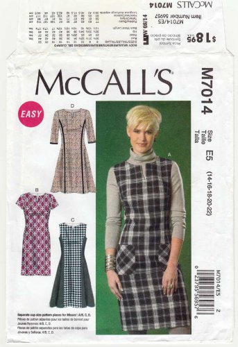 Women's Dress Sewing Pattern Misses' Size 14 16 18 20 22 UNCUT McCall's M7014 7014