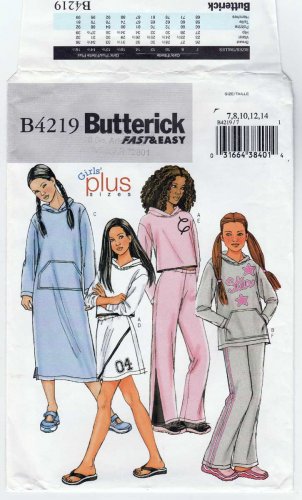 Girls' Top, Dress, Skirt, Pants Sewing Pattern Size 7 8 10 12 14 UNCUT Butterick B4219 4219
