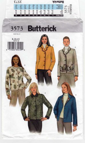 Women's Jacket Sewing Pattern Misses' Size 8 10 12 UNCUT Butterick 3573