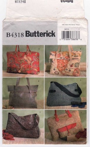 Large Handbag, Tote Sewing Pattern UNCUT Butterick B4318 4318