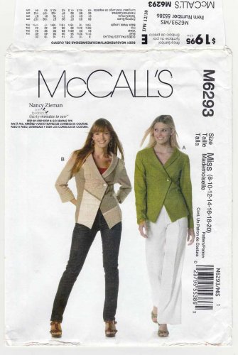 Women's Unlined Jackets Sewing Pattern Size 8-10-12-14-16-18-20 UNCUT McCall's M6293 6293