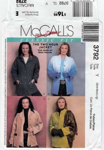 Women's Unlined Jackets Palmer/Pletsch Sewing Pattern, Size 8-10-12-14-16-18 Uncut McCall's 3792