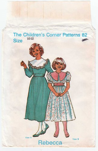 Girl's Dress Sewing Pattern Size 10-12 UNCUT Vintage Children's Corner 82 Rebecca