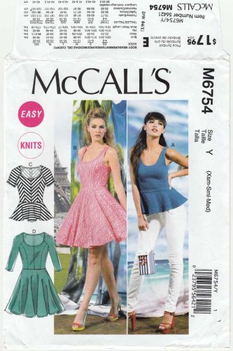 Women's Top and Dress Sewing Pattern Misses' Size 4-6-8-10-12-14 UNCUT McCall's M6754 6754