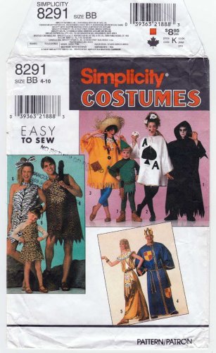 Halloween Costumes for Boys and Girls Sewing Pattern Size 4-6-8-10 UNCUT Simplicity 8291