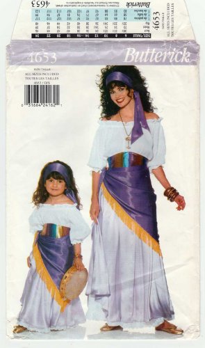 Gypsy, Fortune Teller, Halloween Costume Pattern, Adult and Girl's Sizes UNCUT Butterick 4653