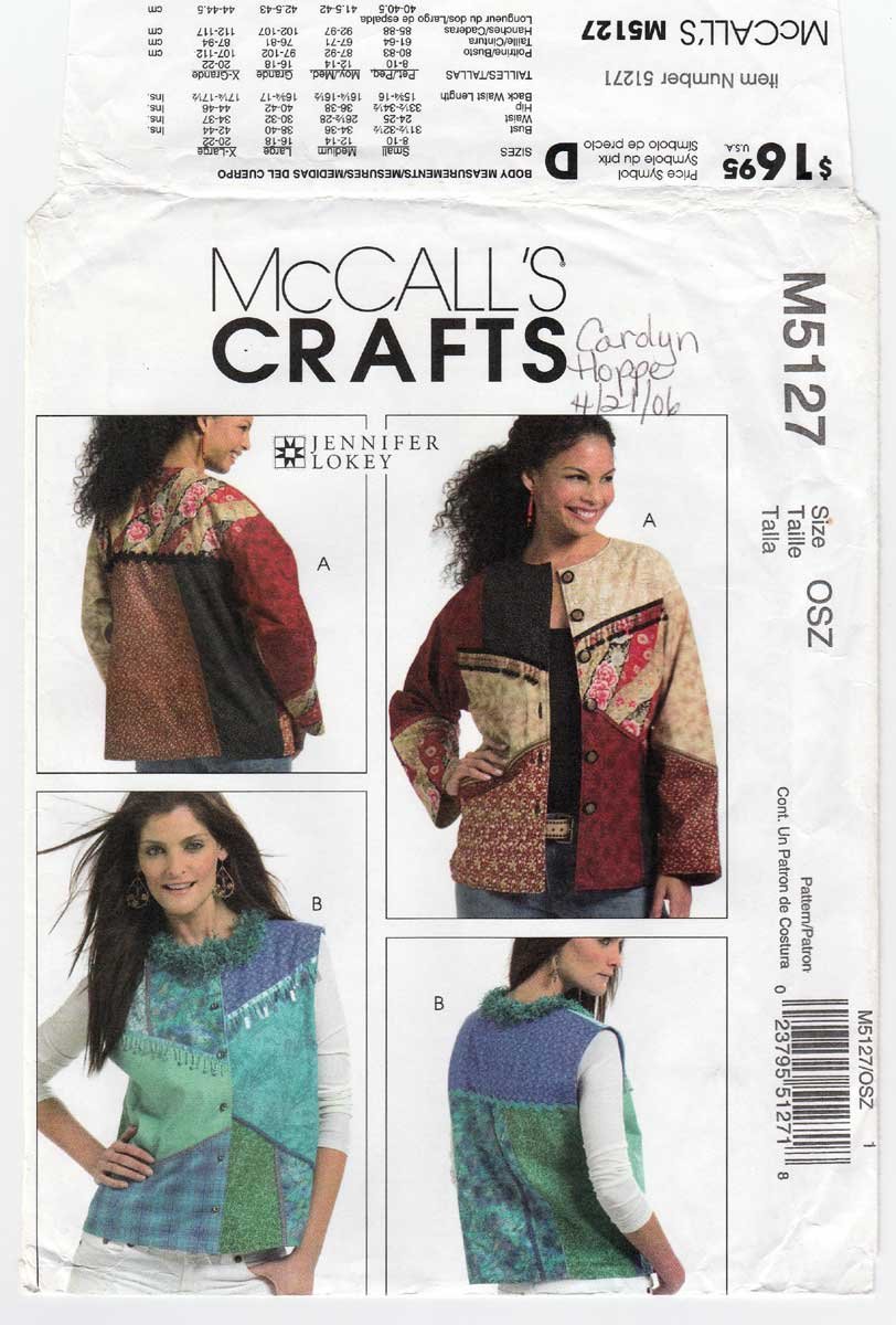 Color Block Jacket and Vest Sewing Pattern Misses Size 8 - 22 UNCUT ...