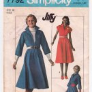 Women's Dress with Front Zipper Sewing Pattern Misses' Size 10 Vintage 1970's Jiffy Simplicity 7792
