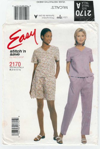 Women's Top, Pull On Pants, Shorts Sewing Pattern Misses' Size 8-10-12-14 UNCUT McCall's 2170