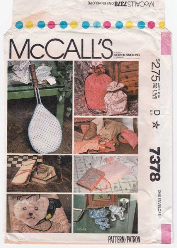 Gift Package Bags, Sachet, Book Cover, Purse, Racket Cover, Toy Frog Sewing Pattern McCall's 7378