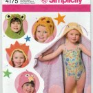 Kids Hooded Towels for Pool, Beach, Bath Sewing Pattern Simplicity 4175