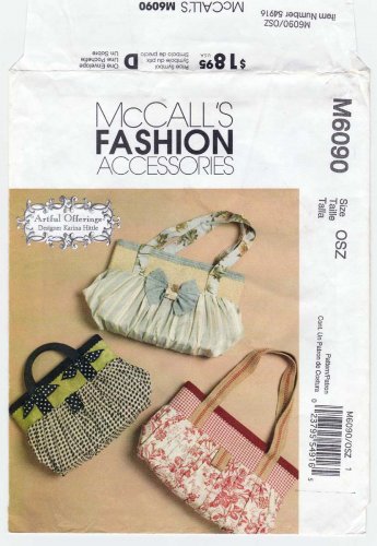 Handbag, Purse, Bag Sewing Pattern, Designer Karina Hittle UNCUT McCall's M6090 6090