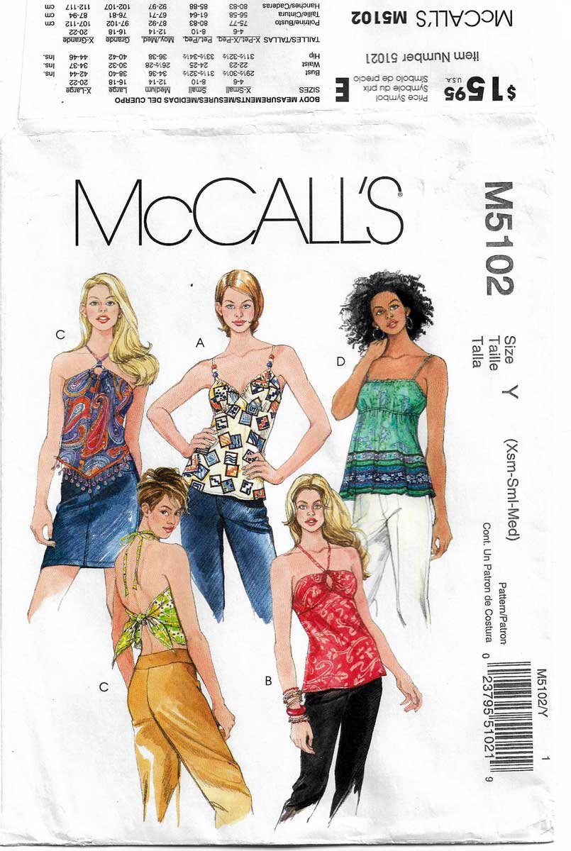 Women's Halter Tops Sewing Pattern, Misses' Size 468101214 UNCUT