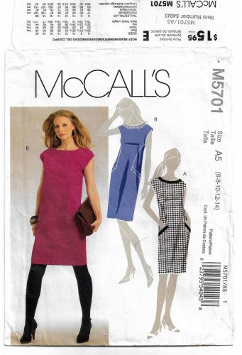 Women's Dress Sewing Pattern, Misses' Sizes 6-8-10-12-14 UNCUT McCall's M5701 5701