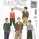 Boys Vest, Shirt and Pants with Cargo Pockets Sewing Pattern Size 12-14-16 UNCUT McCall's 2364