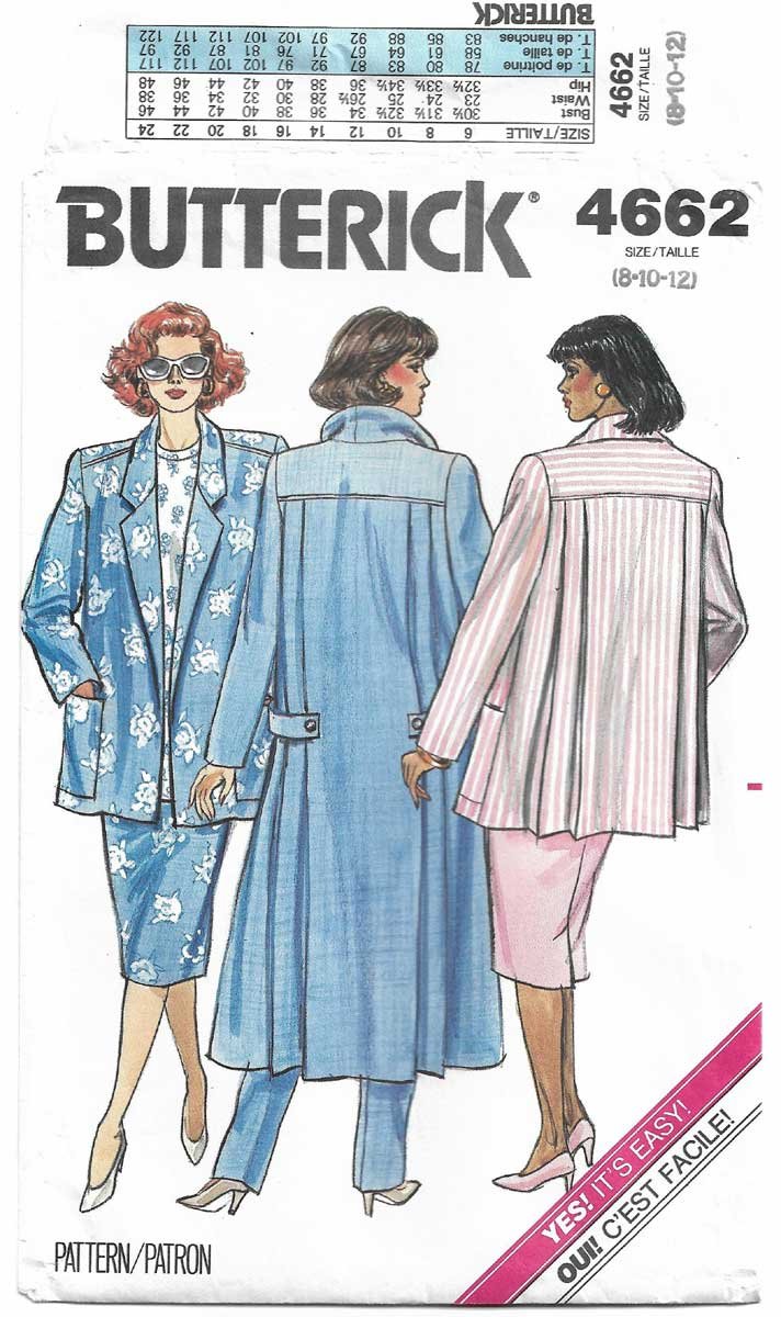 Maternity Coat, Jacket, Skirt and Pants Sewing Pattern Misses' Size 8