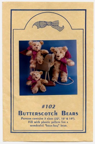 Teddy Bear Sewing Pattern in 3 Sizes 22, 16, 14" UNCUT Butterscotch Bears 102