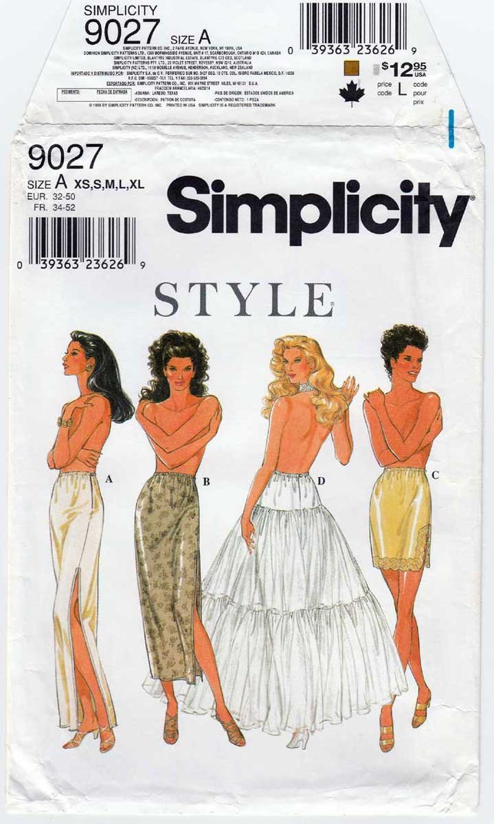 Half Slip and Petticoat Sewing Pattern, Misses Size XS 6-8 thru XL 22-24 UNCUT Simplicity 9027