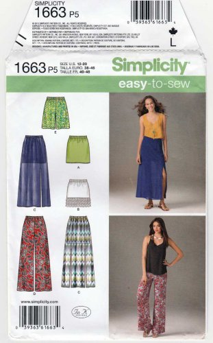 Women's Pull-on Skirts, Pants, Shorts Sewing Pattern Misses' Size 4-6-8-10-12 UNCUT Simplicity 1663
