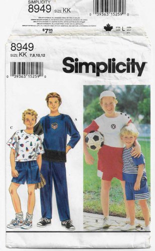 Boy's Pull-on Pants, Shorts, Pullover Shirt Sewing Pattern Size 7, 8, 10, 12 UNCUT Simplicity 8949