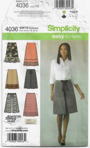 Women's Skirt Sewing Pattern Misses' Size 6, 8, 10, 12, 14 UNCUT Easy to Sew Simplicity 4036