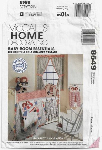 Raggedy Ann & Andy Baby Nursery Sewing Pattern, Curtains, Quilt and More UNCUT McCall's 8549