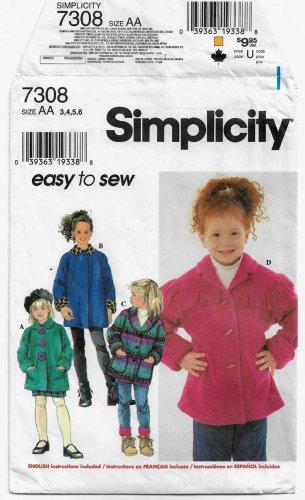 Girls' Set of Jackets Sewing Pattern Child Size 3-4-5-6 UNCUT Simplicity 7308