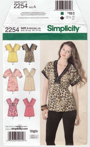 Women's Tunic, Summer Top Sewing Pattern Size 6-8-10-12-14-16-18-20-22-24 UNCUT Simplicity 2254