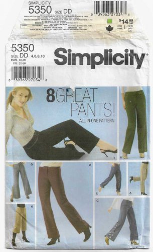 Women's Pants Sewing Pattern 8 Variations Misses' Size 4-6-8-10 UNCUT Simplicity 5350