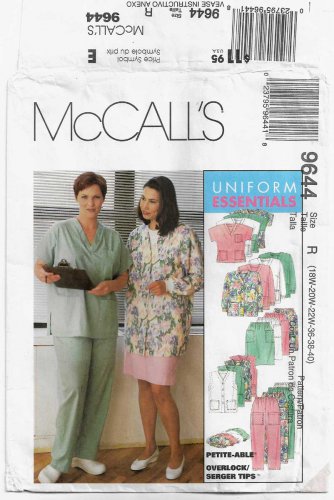 Women's Scrubs, Uniform Essentials Sewing Pattern Plus Size 18W-20W-22W UNCUT McCall's 9644