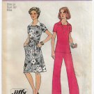 1970's Women's Jiffy Dress, Top and Pants Sewing Pattern Size 14 UNCUT Vintage Simplicity 6384