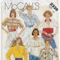 Women's Pullover Top Sewing Pattern, Long or Short Sleeves, Misses Size 10 Bust 32.5 McCall's 2339