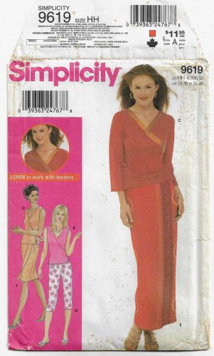 Women's Wrap Top, Skirt and Pants Sewing Pattern Misses' Size 6-8-10-12 UNCUT Simplicity 9619 0611