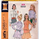 1970's Women's Tunic Blouse and Scarf Sewing Pattern, Misses' Size 10 UNCUT Vintage McCall's 2585