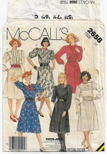 Women's Dress Sewing Pattern, Long or Short Sleeves, Misses' Size 12 Uncut McCall's 2658