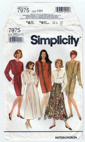 Women's Mini Dress, Tunic, Top, Slim and Skirts Sewing Pattern Size 6-8-10-12 UNCUT Simplicity 7975