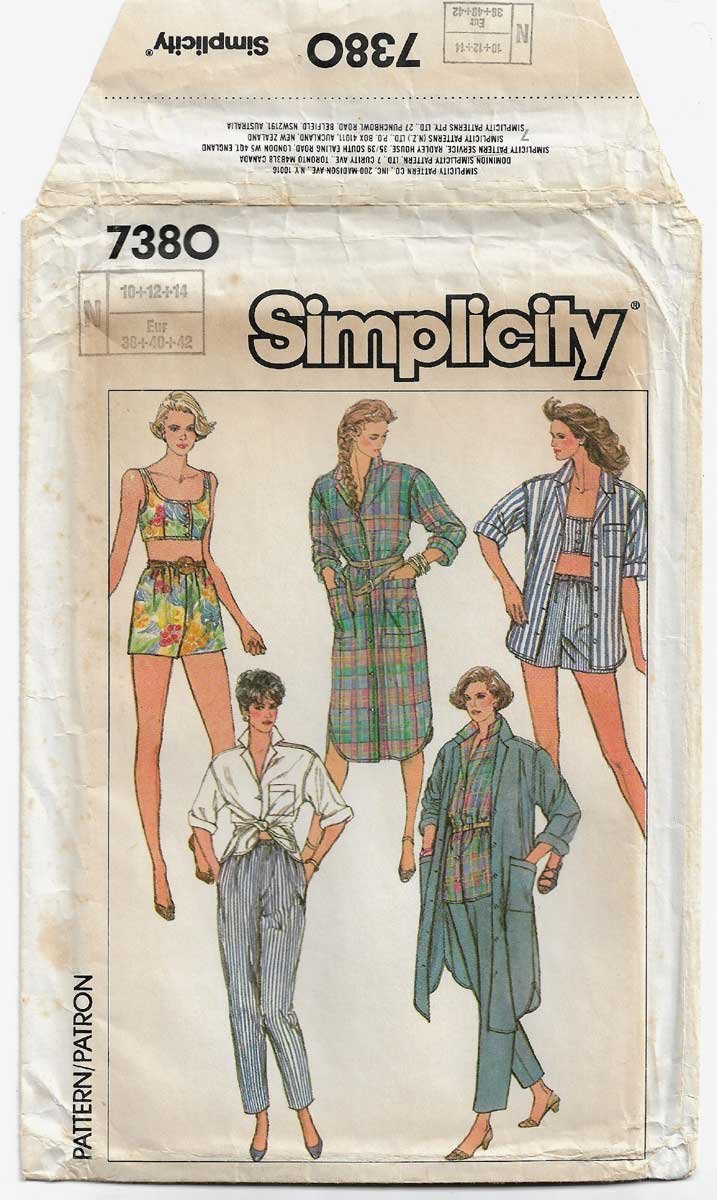 Women's Pants, Shorts, Shirt, Shirtdress, Crop Top Pattern Size 10-12-14 UNCUT Simplicity 7380