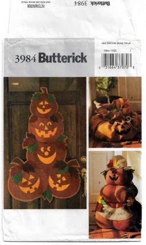Halloween Decorations, Pumpkin Greeter, Door Hanging, Sewing Pattern UNCUT Butterick 3984
