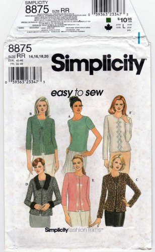 Women's Knit Top and Cardigan Sewing Pattern Misses' Size 14-16-18-20 UNCUT Simplicity 8875